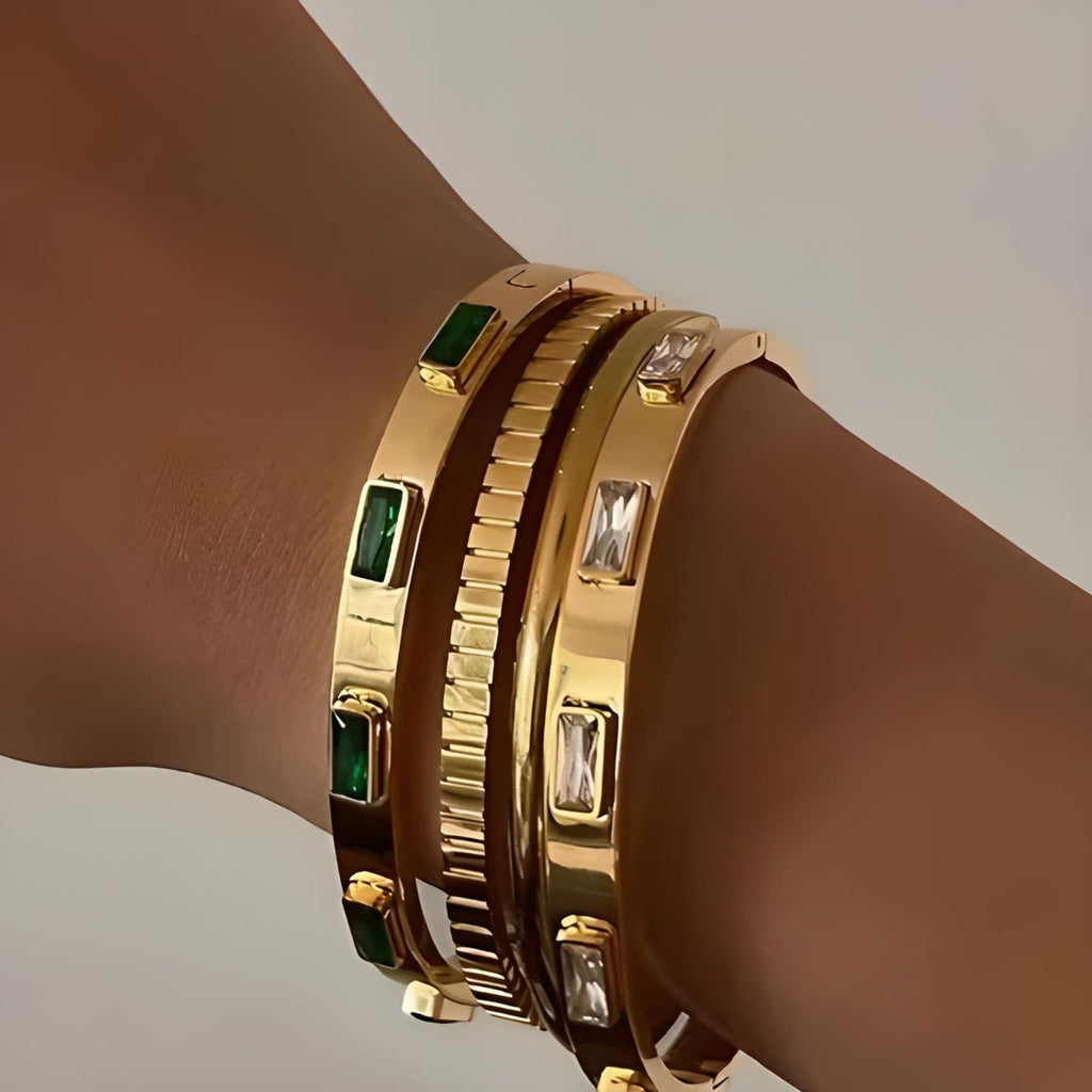Baguette Gemstone Cuff Bracelet-1