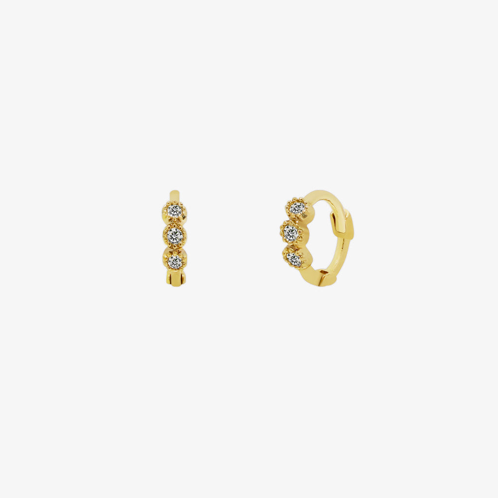 Triple Cubic Huggie Earring-0