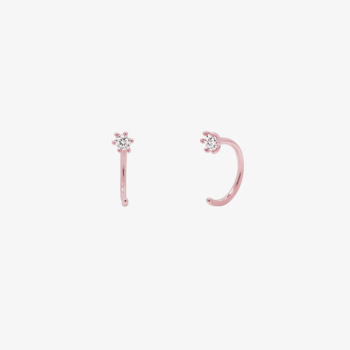 Simple Cubic Open Huggie Earring-6