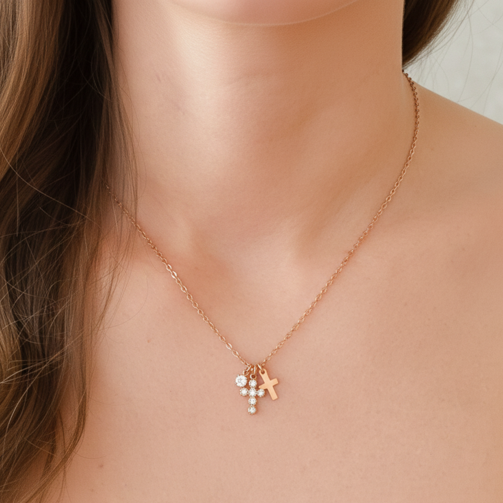 Forever Duo Cross Necklace-2