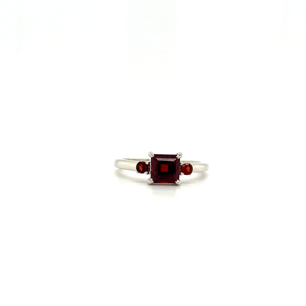 Garnet Ring 925 Sterling Silver Rhodium Plated-0