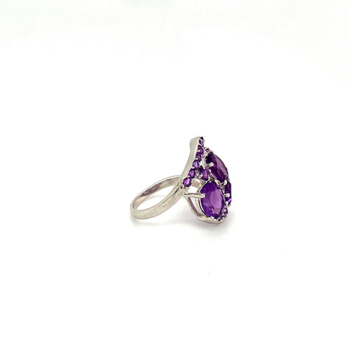 Amethyst Ring in 925 Sterling Silver Rhodium Plated-1