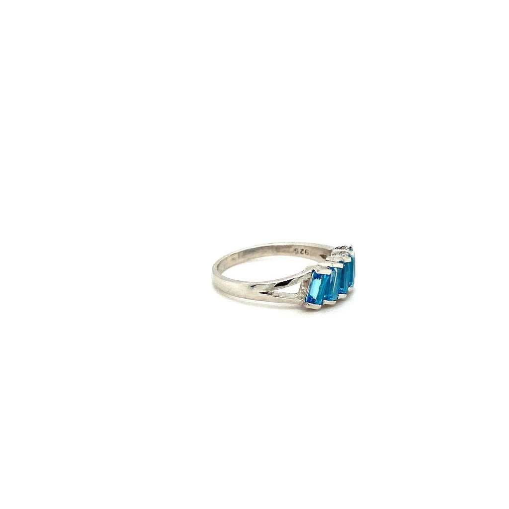 Blue Topaz Ring 925 Sterling Silver Rhodium Plated Women's Jewelry-1