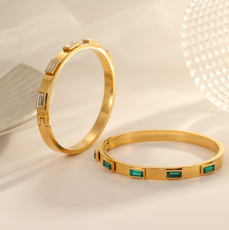 Baguette Gemstone Cuff Bracelet-4