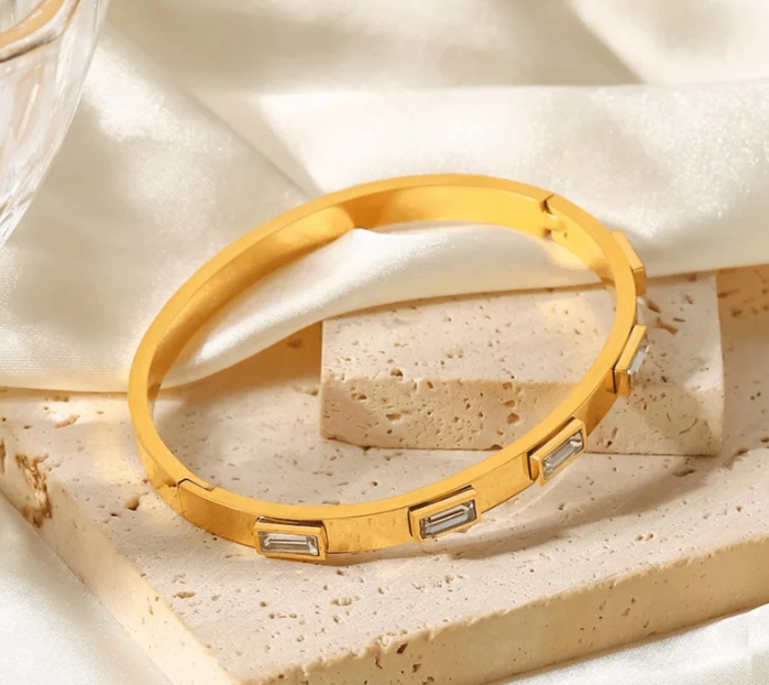Baguette Gemstone Cuff Bracelet-3