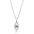 DA228 - High polished (no plating) Stainless Steel Chain Pendant with AAA Grade CZ  in Clear-0