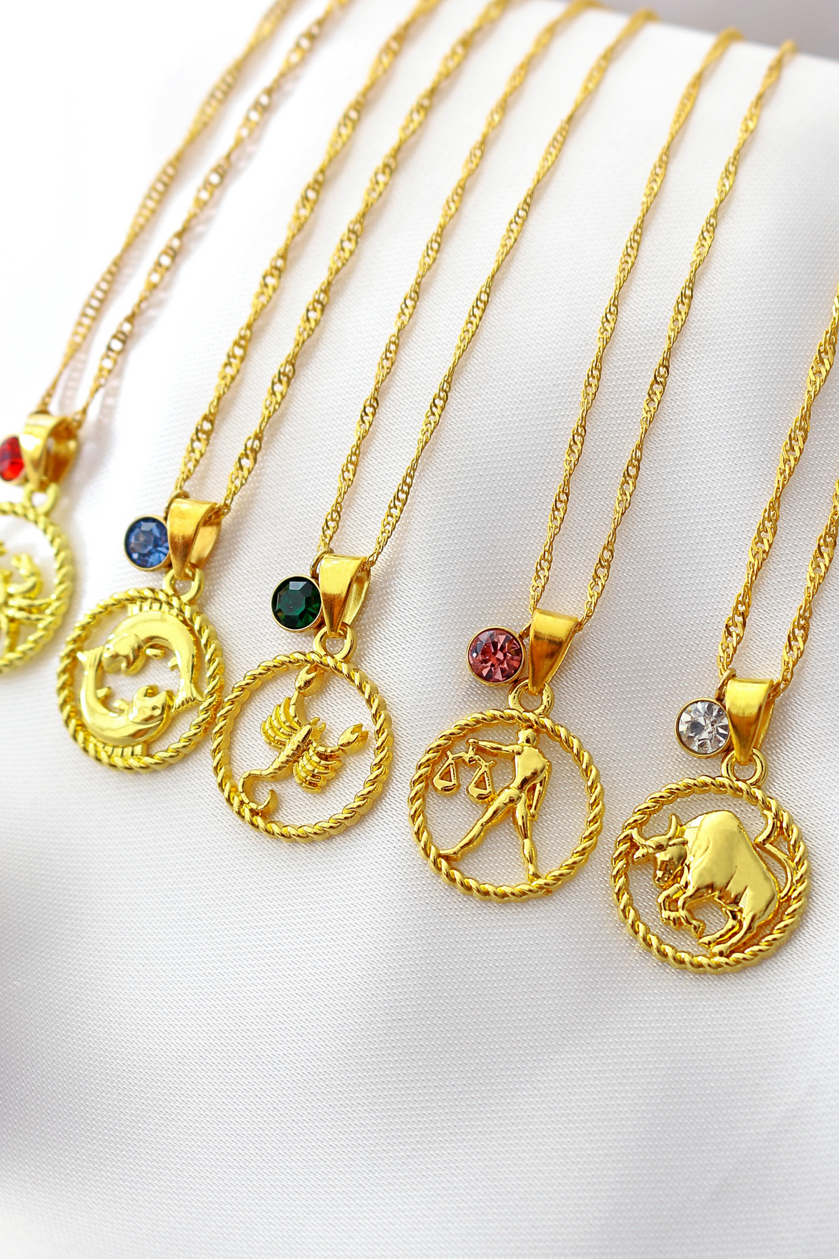 18K Zodiac Sign and Birthstone Necklace