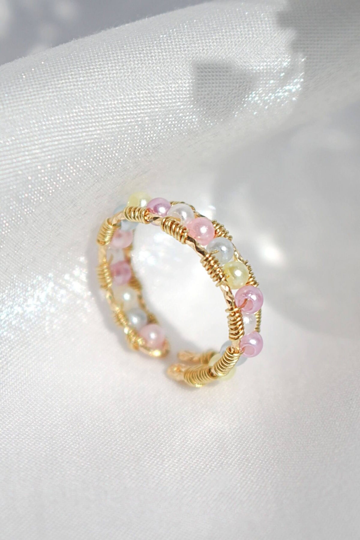 18 Karat Pastel Rainbow Hand Wired Band Ring